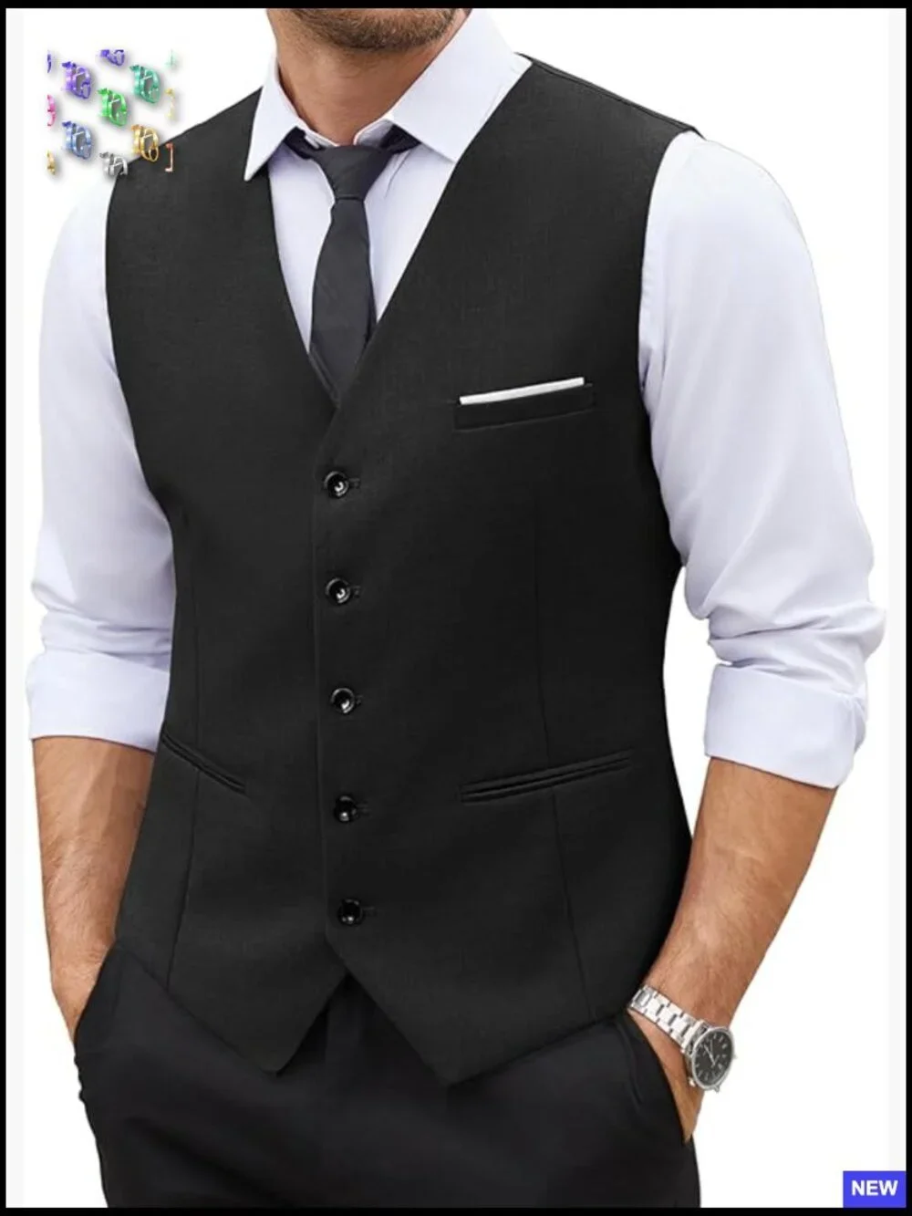 Slim Fit Business Formal Vest Classic Elegant Adjustable Back Buckle